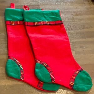 2 Festive Red and Green Christmas Stockings